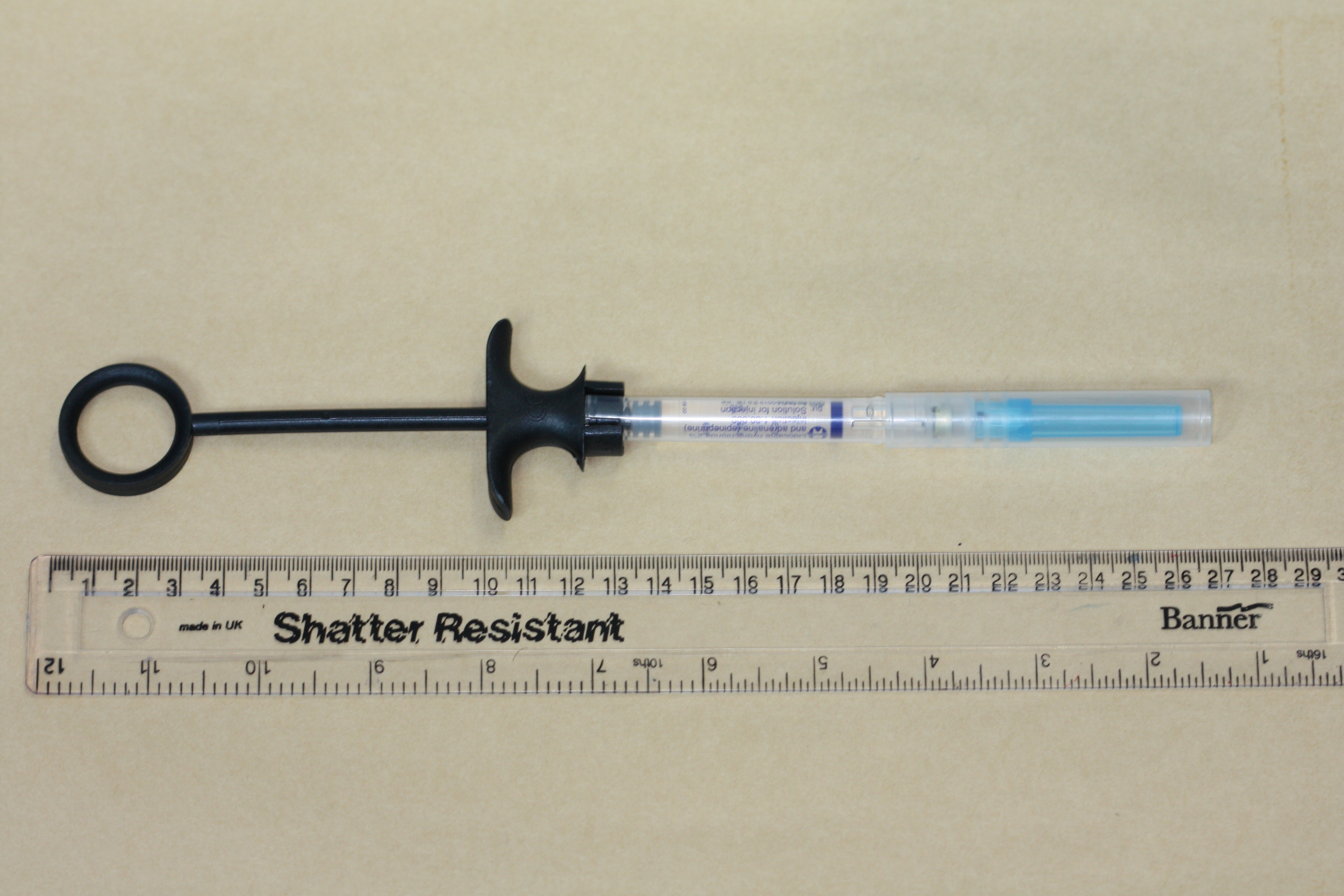 14a - dental injection (cap and safety cap on) with ruler